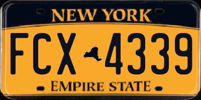 NY license plate FCX4339