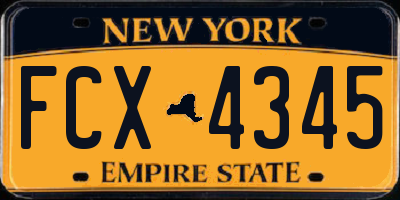 NY license plate FCX4345