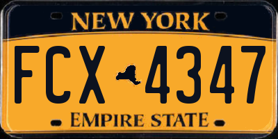 NY license plate FCX4347