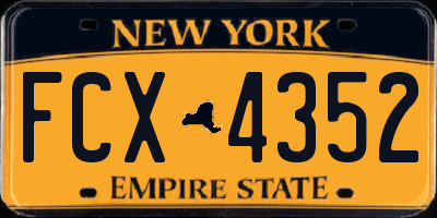 NY license plate FCX4352