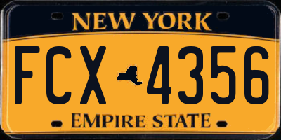 NY license plate FCX4356