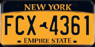 NY license plate FCX4361