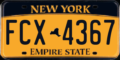 NY license plate FCX4367