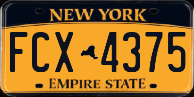 NY license plate FCX4375