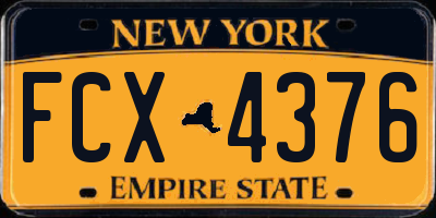 NY license plate FCX4376