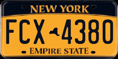 NY license plate FCX4380