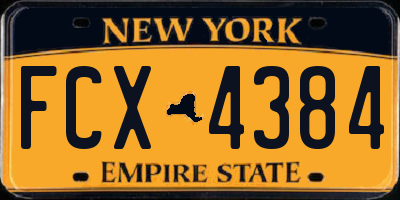 NY license plate FCX4384