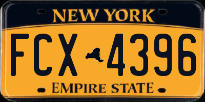 NY license plate FCX4396