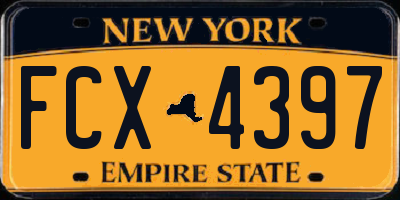 NY license plate FCX4397