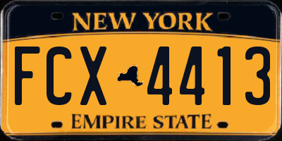 NY license plate FCX4413