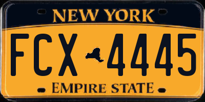 NY license plate FCX4445