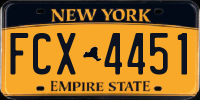 NY license plate FCX4451