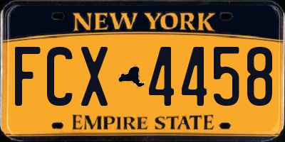 NY license plate FCX4458