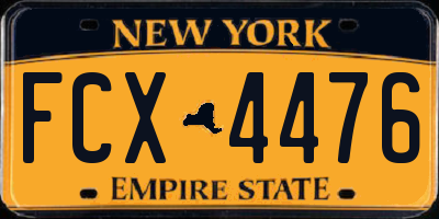 NY license plate FCX4476