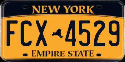 NY license plate FCX4529