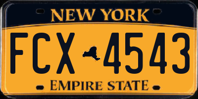NY license plate FCX4543