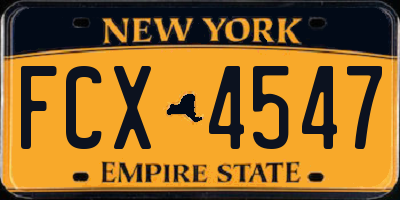 NY license plate FCX4547