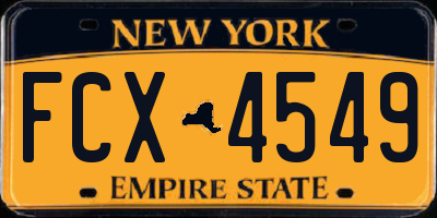 NY license plate FCX4549