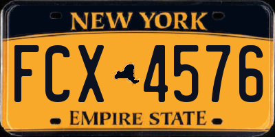 NY license plate FCX4576