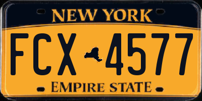 NY license plate FCX4577
