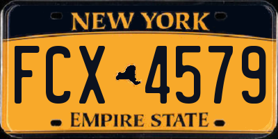 NY license plate FCX4579