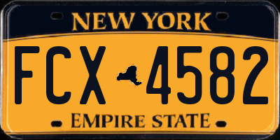 NY license plate FCX4582