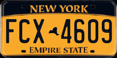 NY license plate FCX4609