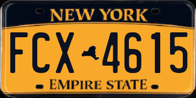 NY license plate FCX4615