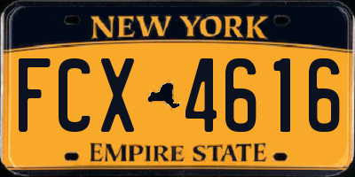 NY license plate FCX4616