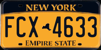 NY license plate FCX4633