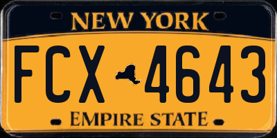 NY license plate FCX4643
