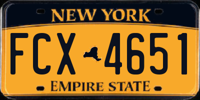 NY license plate FCX4651