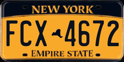 NY license plate FCX4672