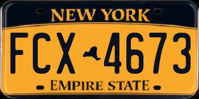 NY license plate FCX4673