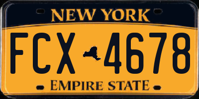 NY license plate FCX4678