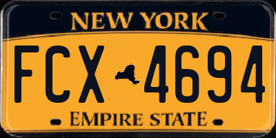 NY license plate FCX4694