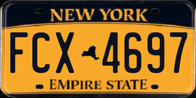 NY license plate FCX4697