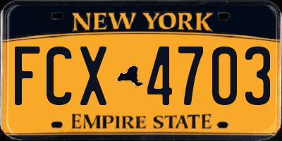 NY license plate FCX4703