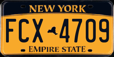 NY license plate FCX4709