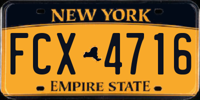 NY license plate FCX4716