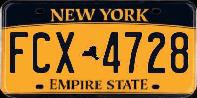 NY license plate FCX4728