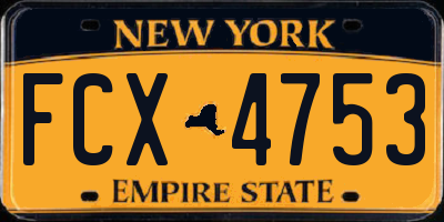 NY license plate FCX4753