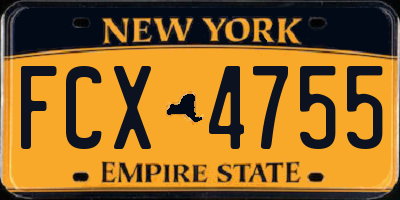 NY license plate FCX4755