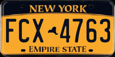 NY license plate FCX4763