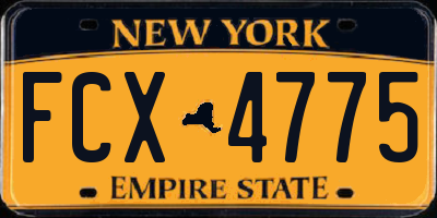 NY license plate FCX4775
