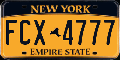 NY license plate FCX4777