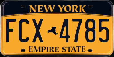 NY license plate FCX4785