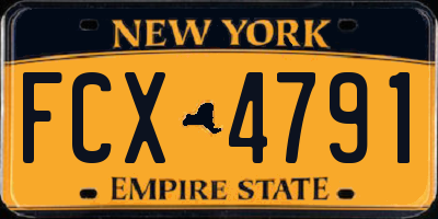 NY license plate FCX4791