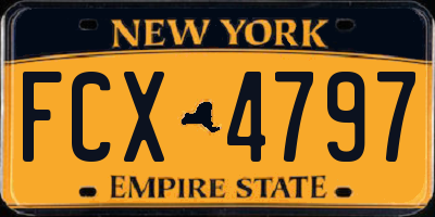 NY license plate FCX4797
