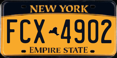 NY license plate FCX4902
